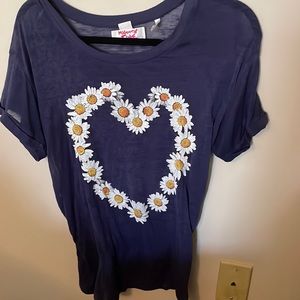 NAVY SUNFLOWER HEART T SHIRT